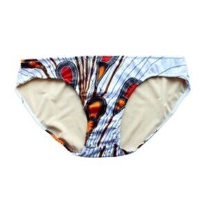 NEW! DIYANU Boho Peacock Feathers 'Bisi' African Print Swimsuit Bikini BOTTOM